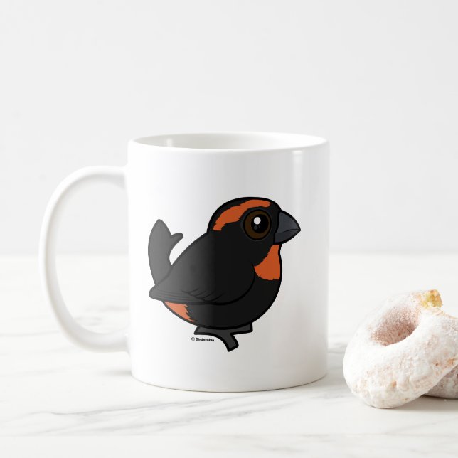 Mug Birdor Puerto Rican Bullfinch Cartoon Bird (Avec donut)