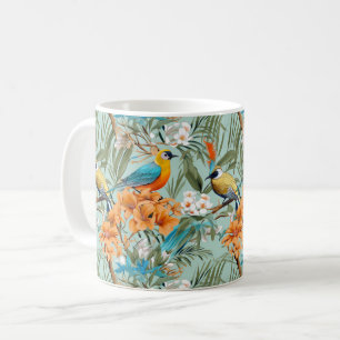 Mug Birds Chinoiserie Mint Orange