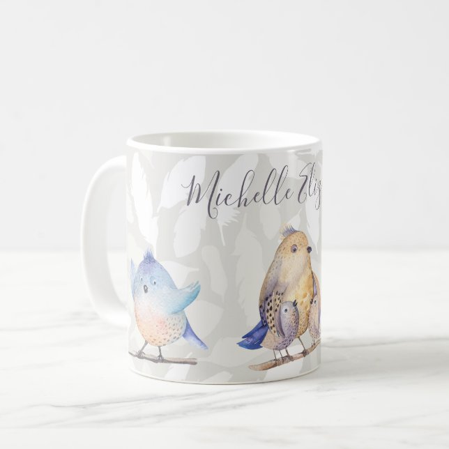 Mug Birds of a Feather avec le nom (Devant gauche)