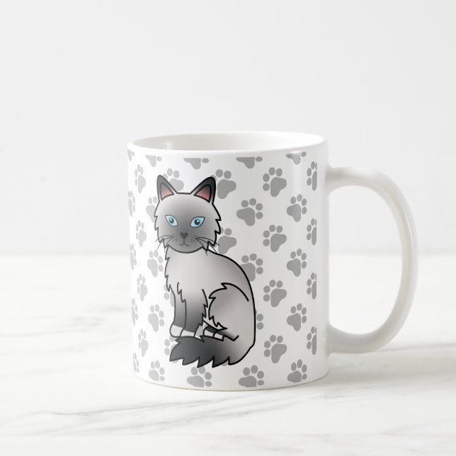 Mug Birman / Ragdoll Point Bleu Chat & Pattes Mignonne (Droite)