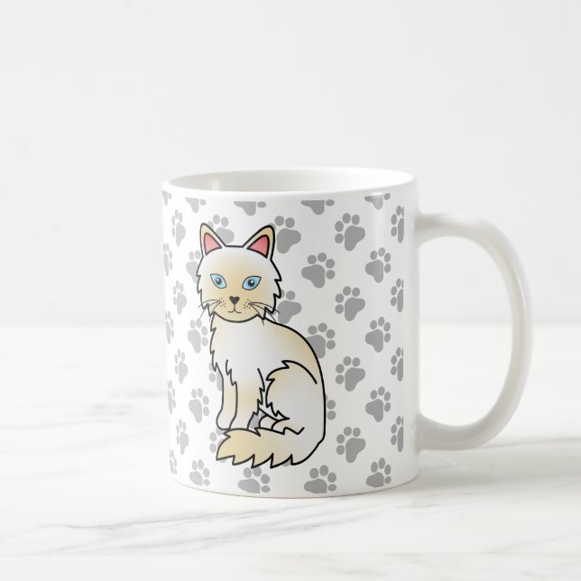 Mug Birman / Ragdoll Point crème Chat & Pattes Mignonn (Droite)