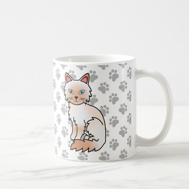 Mug Birman / Ragdoll Point Rouge Chat & Pattes Mignon (Droite)