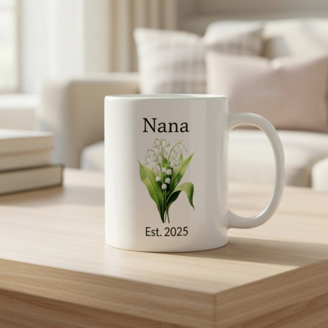 Mug Birth Flower Lily of the Valley for Nana with Year (Créateur téléchargé)