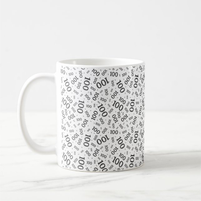 Mug Birthday 100 Black/White Random Number Pattern  (Gauche)