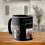 Mug Birthday custom photo friends black chic<br><div class="desc">A gift from friends for a woman's 21st birthday, celebrating her life with 3 of your photos of her, her friends, family, interest or pets. Personalize and add her name, age 21 and your names. White colored letters. A chic, classic black background. Her name is written with a modern hand...</div>