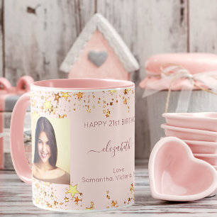 Mug Birthday custom photo rose gold friends luxury