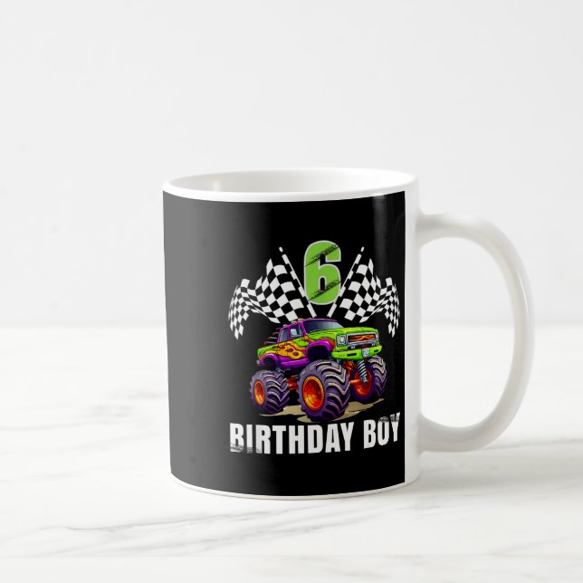 Mug Birthday Monster Truck 6 Year Old Boys 6th Party  (Droite)