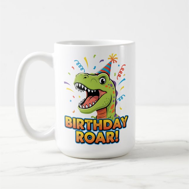 Mug Birthday Roar Cute Dinosaur Birthday Party Design (Gauche)