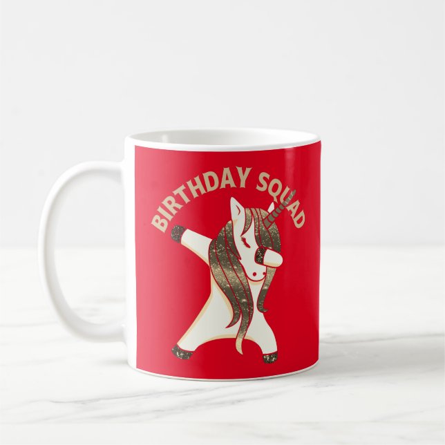 Mug BIRTHDAY SQUAD drôle licorne cadeau d'anniversaire (Gauche)