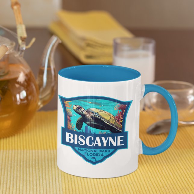 Mug Biscayne National Park Turtle Illustration Retro (Créateur téléchargé)