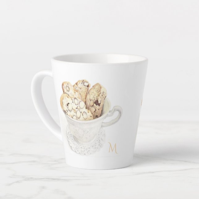 Mug BISCOTTI Latte + Initiale (Angle gauche)