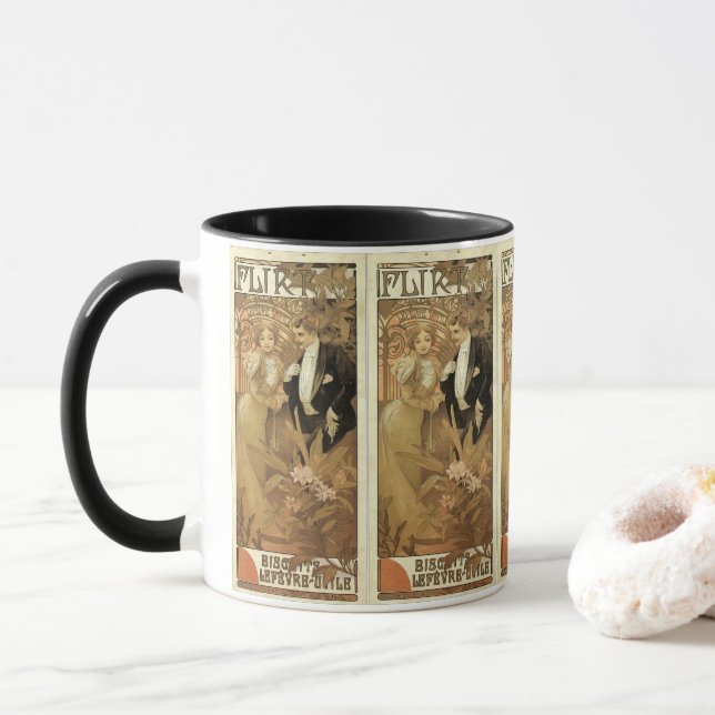 Mug Biscuits vintages Art Nouveau Flirt, Alphonse Much (Avec donut)