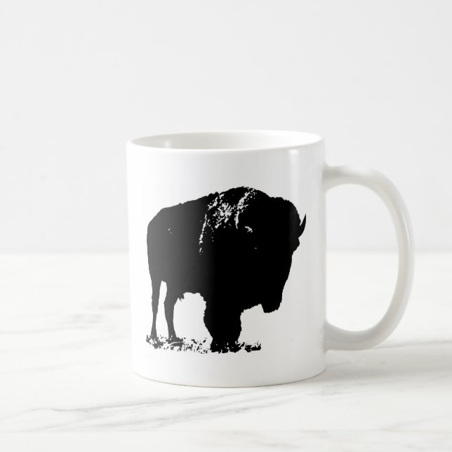 Mug Bison de bison noir et blanc Pop Art (Droite)
