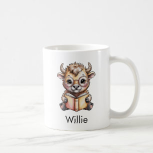 Mug Bison Mignon Lisant un Livre Personnalisé