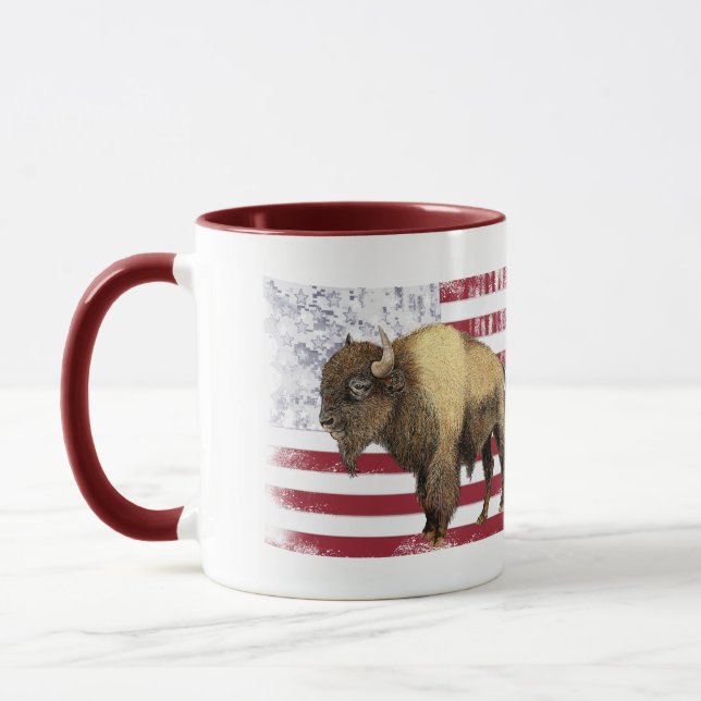 Mug Bison US Buffalo American Flag États-Unis (Gauche)