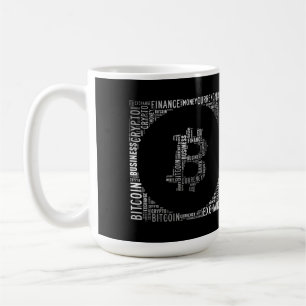Mug Bitcoin logo wordart graphiques