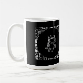 Mug Bitcoin logo wordart graphiques