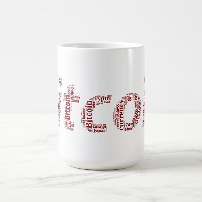 Mug Bitcoin logo wordart graphiques (Centre)