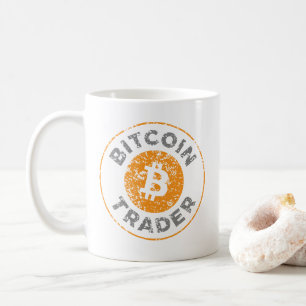 Mug Bitcoin Trader Grunge Texte Cercle Plan