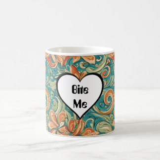 Mug Bite Me Funny Heart Tourbillonnant Retro Design
