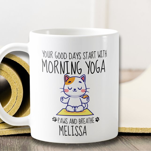 Mug Bizarre Chat Yoga Bon Jours Commence Avec Le Yoga (Créateur téléchargé)