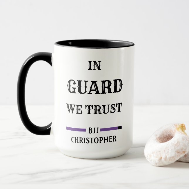 Mug BJJ Brésil Jiu Jitsu Guard Trust Ceinture violette (Avec donut)