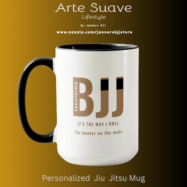 Mug BJJ Way I Roll Ajouter Votre Nom Jiu Jitsu Ceintur (Personalized BJJ brown belt coffee mug.)