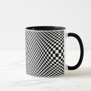 Mug Black and White Checkered Op Art