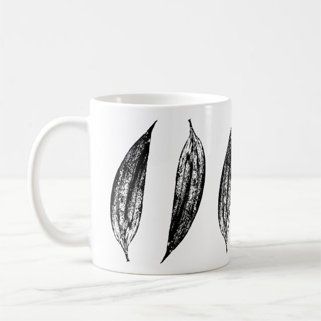 Mug Black and White White Lily Leaf Print (Gauche)