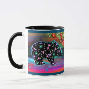 Mug Black Bear Spirit Northern Light Coloris Noël