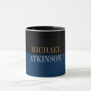 Mug Black Blue Bold Texte tendance Style Votre nom