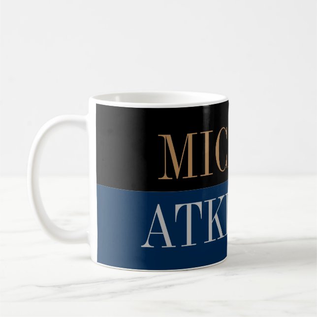 Mug Black Blue Bold Texte tendance Style Votre nom (Gauche)