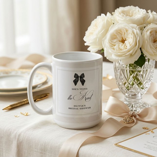 Mug Black Bow Elle Noue le Nœud Réception de Mariage (Créateur téléchargé)