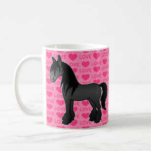 Mug Black Cartoon Gypsy Vanner Shire Clydesdale Love
