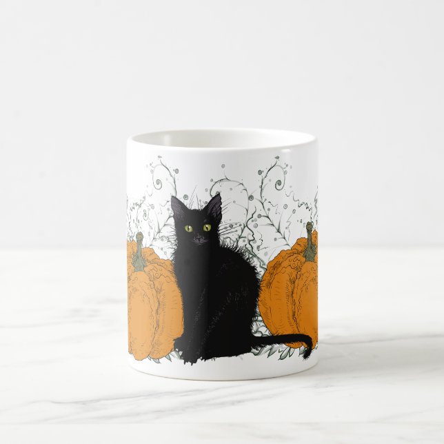 Mug Black Cat and Pumpkins Halloween (Centre)