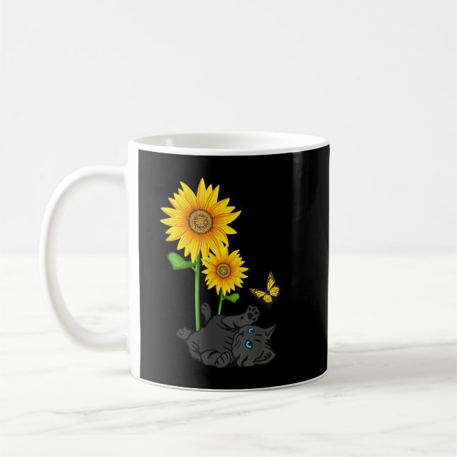 Mug Black Cat Cats and sunflowers kitten sunflower but (Gauche)