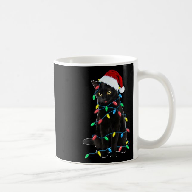 Mug Black Cat Christmas Tree Luminations Amusants Père (Droite)