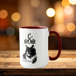 Mug Black CAT MOM ajouter photo et/ou nom