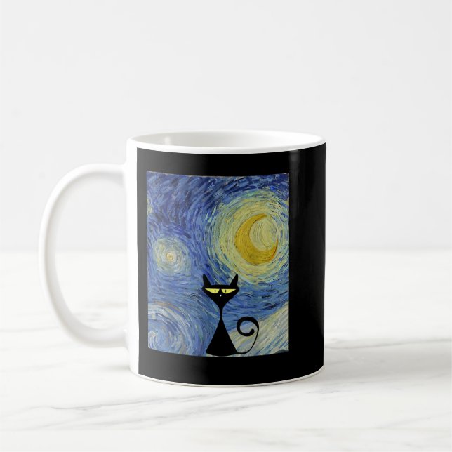 Mug Black Cat Van Gogh Starry Night Museum Lover Aweso (Gauche)