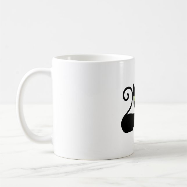 Mug black cat witwer flower (Gauche)