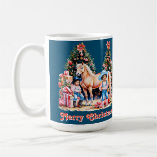 Mug Black Cowgirl Winter Scène Cheval Joyeux Noël