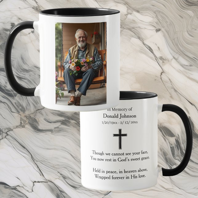 Mug Black Cross and Poem Photo Memorial (Créateur téléchargé)