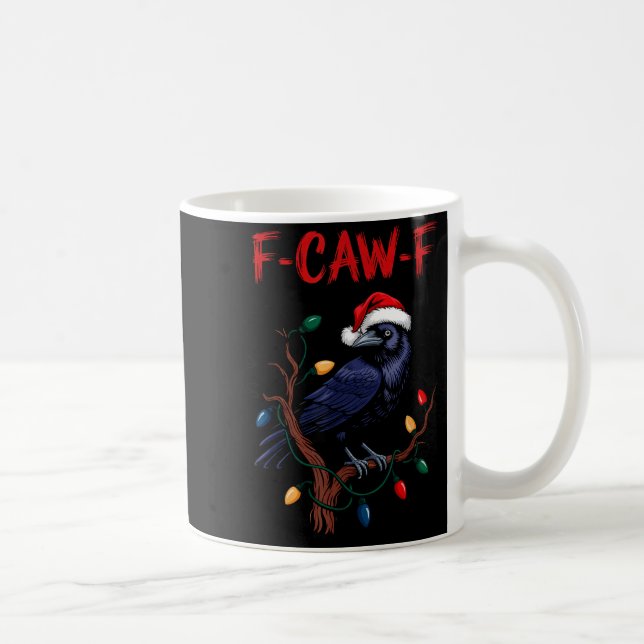 Mug Black Crow, F-caw-f Meme Black Bird With Santa Hat (Droite)