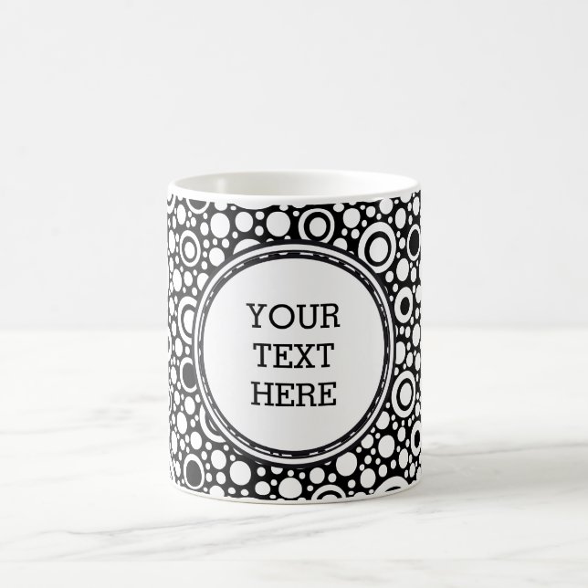 Mug Black Dots & Circles Grid + your backgr. & (Centre)