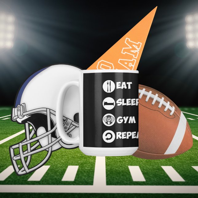 Mug Black Eat Sleep Gym Icône de répétition (Créateur téléchargé)