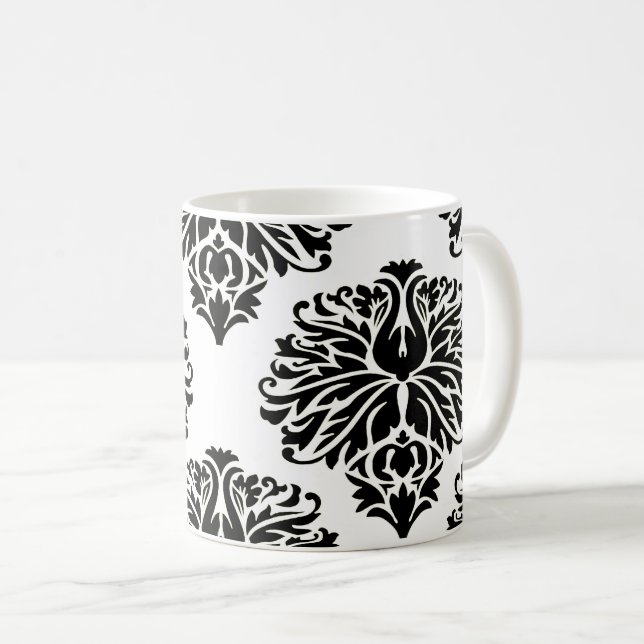 Mug Black Elegant Damask (Devant droit)