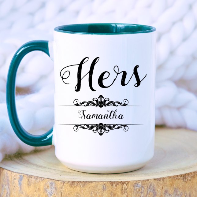 Mug Black Elegant Style Ses Hers Mariage Couple (Créateur téléchargé)