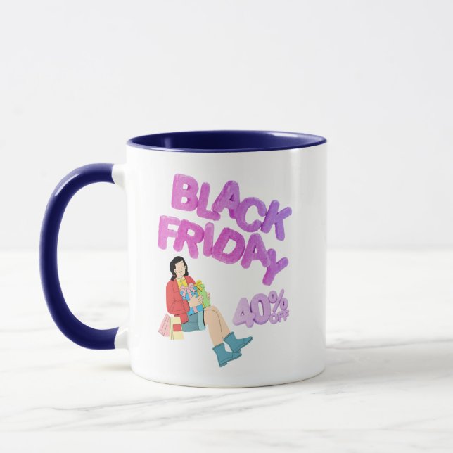 Mug Black Friday - Tasse Café Bleu et Blanc | 40%  (Gauche)