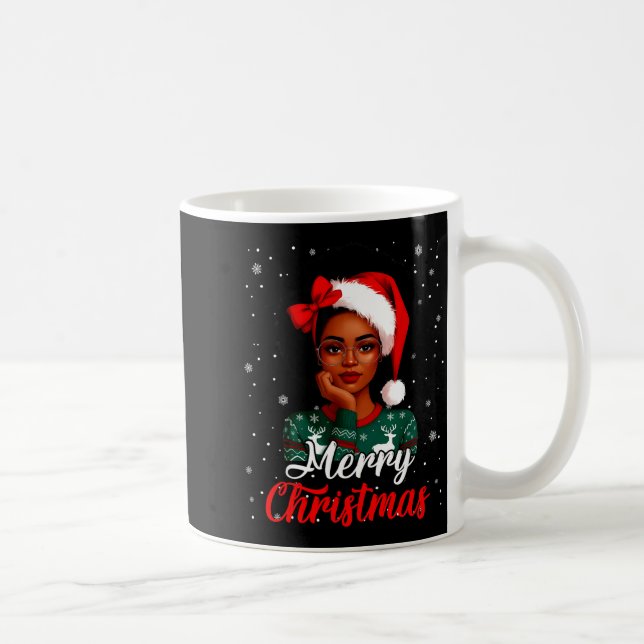 Mug Black Girl Afro Santa Hat Merry Christmas African  (Droite)