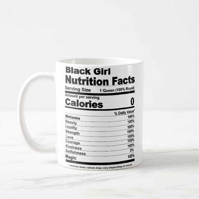 Mug Black Girl Nutritional Facts Black Girl Nutrition  (Gauche)